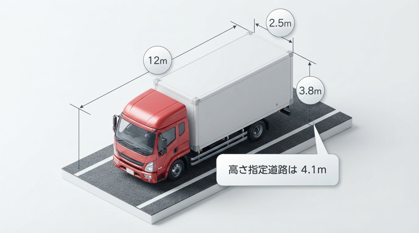 車両の幅、長さ、高さ